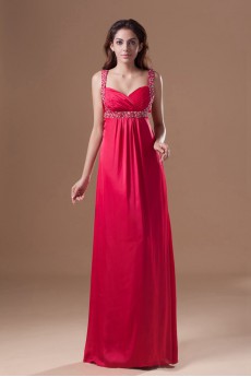 Chiffon Straps Column Dress with Embroidery