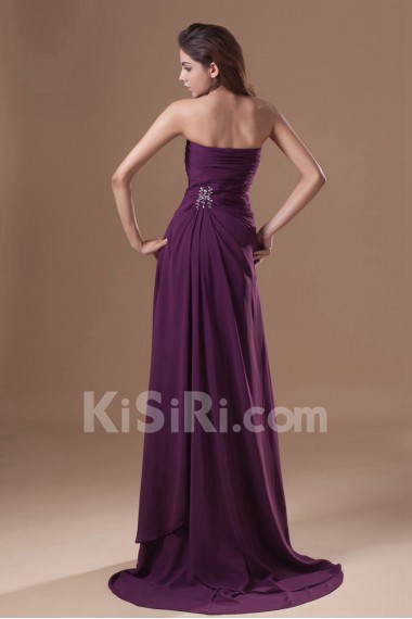 Chiffon Strapless Column Dress with Embroidery