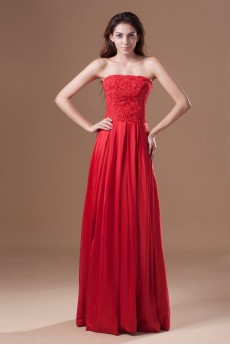 Taffeta Strapless Column Dress with Embroidery