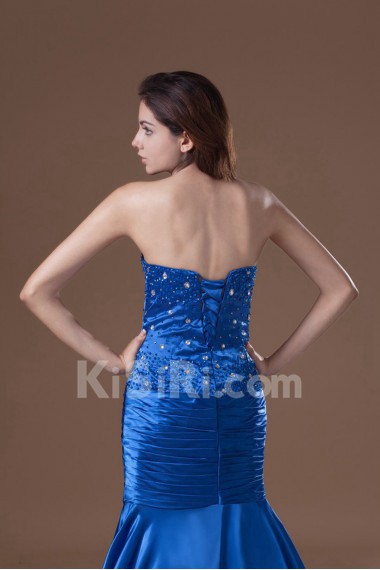 Satin Sweetheart Sheath Dress with Embroidery