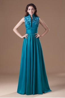 Taffeta V-Neck Dress with Embroidery