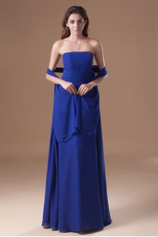 Chiffon Strapless Column Dress with Sequins