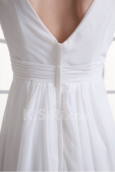 Chiffon V Neckline Empire Beaded Gown
