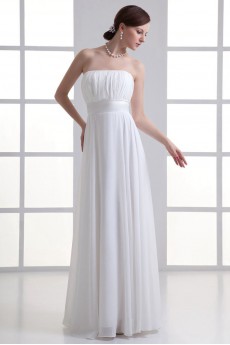 Chiffon Strapless Empire Gown with Sash