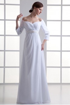 Chiffon Sweetheart Empire Gown with Three-quarter Sleeves