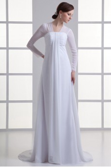 Chiffon Strapless Empire Gown with Three-quarter Sleeves