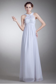 Chiffon Jewel Empire Gown with Embroidery