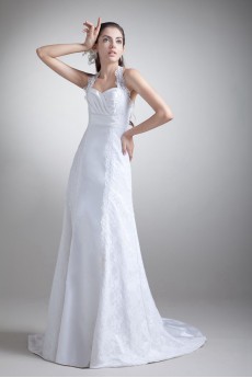 Satin Halter Empire Gown with Embroidery