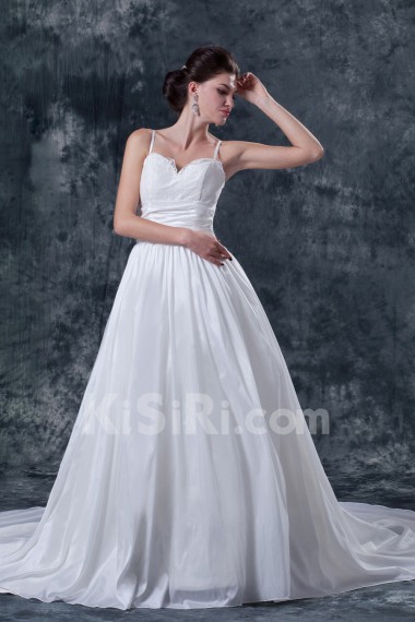 Satin Tulle Sweetheart A-Line Dress with Embroidery