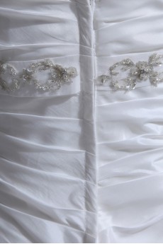 Satin Sweetheart A-Line Dress with Embroidery Beaded Ruffle