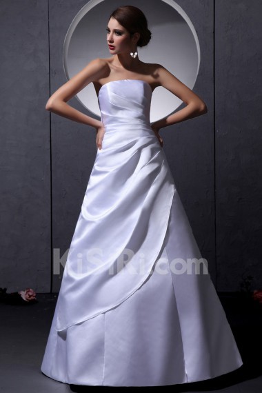 Taffeta Strapless Floor Length A-Line Dress with Ruffle