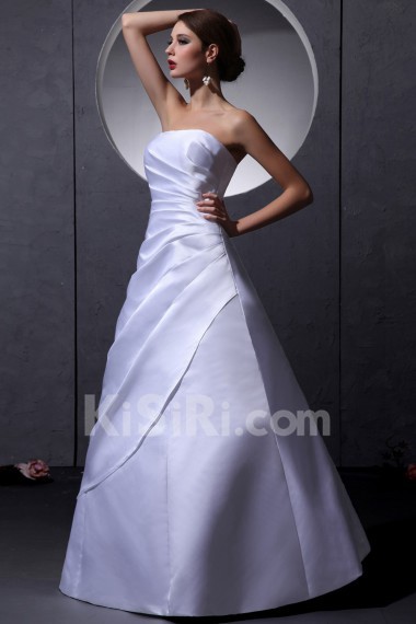 Taffeta Strapless Floor Length A-Line Dress with Ruffle