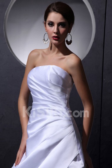 Taffeta Strapless Floor Length A-Line Dress with Ruffle