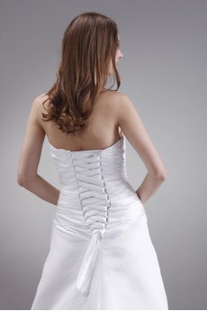 Satin Strapless A-Line Dress with Beaded
