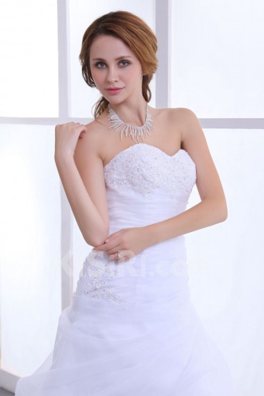 Organza Sweetheart A-Line Dress with Embroidery Ruffle