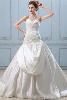 Satin Sweetheart Ball Gown with Embroidery
