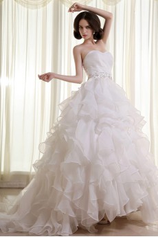 Organza Sweetheart Ball Gown with Beaded and Ruffle