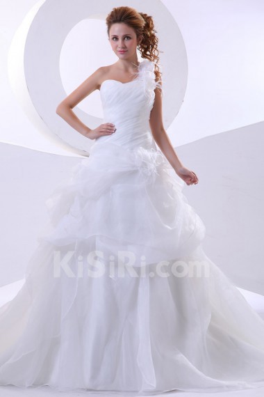 Organza One-Shoulder Ball Gown