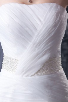 Yarn Satin Strapless Mermaid Dress with Beaded Ruffle