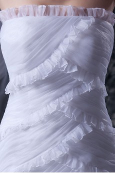 Satin and Yarn Strapless Mermaid Dress with Ruffle
