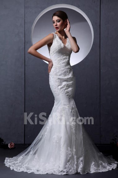 Lace V-Neckline Mermaid Dress