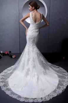 Lace V-Neckline Mermaid Dress