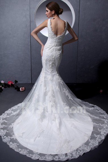 Lace V-Neckline Mermaid Dress