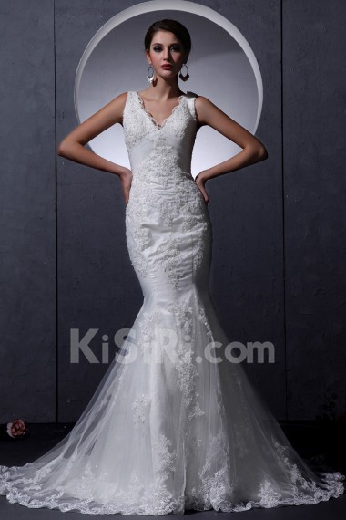 Lace V-Neckline Mermaid Dress