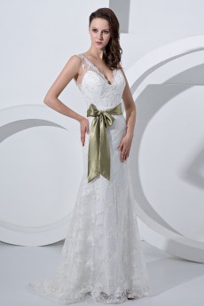 Satin and Tulle V-Neckline Mermaid Dress