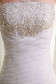 Organza and Lace Strapless Mermaid Dress with Beaded Ruffle and Embroidery