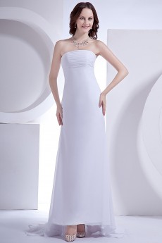 Satin and Chiffon Strapless A-Line Dress with 