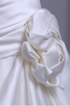 Satin and Lace Sweetheart A-Line Dress with Embroidery and Ruffle