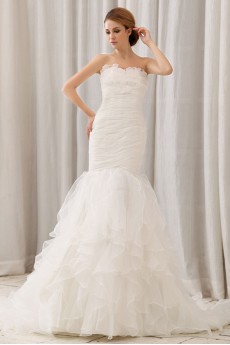 Organza Sweetheart Mermaid Dress with Ruffle