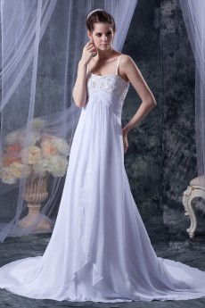 Chiffon and Satin Spaghetti Straps A-Line Dress