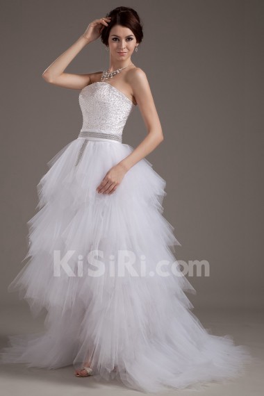 Yarn Strapless A-line Dress with Embroidery
