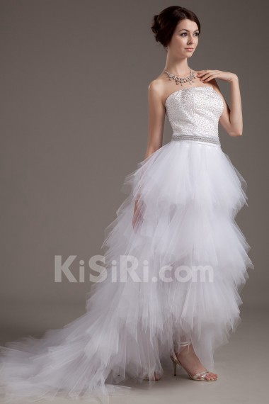 Yarn Strapless A-line Dress with Embroidery