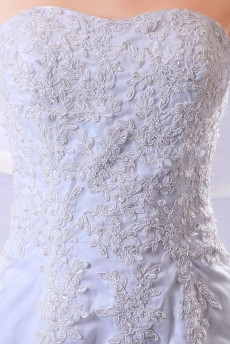 Lace Strapless Ankle-Length A-line Dress with Embroidery