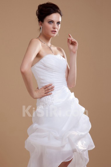 Organza and Satin Scoop Neckline A-line Dress