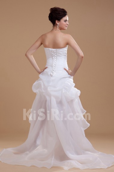 Organza and Satin Scoop Neckline A-line Dress