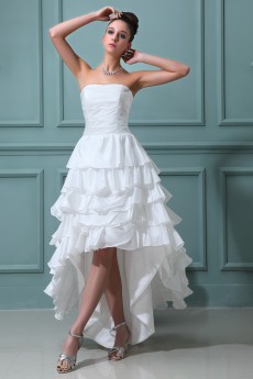 Taffeta Strapless Ankle-Length A-line Dress with Ruffle