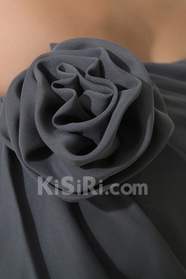 Chiffon Strapless Short Dress with Handmade Flower