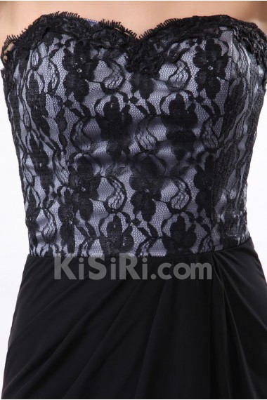 Chiffon Sweetheart Floor Length Column Dress with Lace