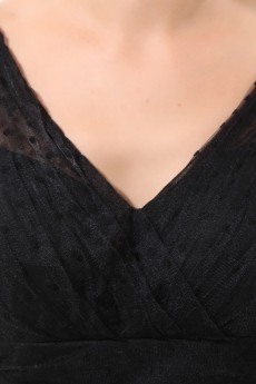 Gauze and Satin V-Neckline Short A-Line Dress with Beaded