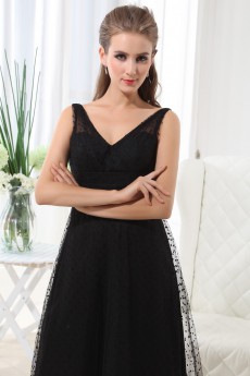 Gauze and Satin V-Neckline Short A-Line Dress with Beaded