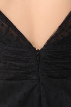 Gauze and Satin V-Neckline Short A-Line Dress with Beaded