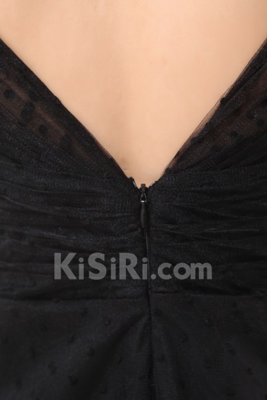 Gauze and Satin V-Neckline Short A-Line Dress with Beaded