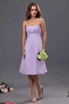 Chiffon Scoop Neckline Short A-line Dress with Embroidery