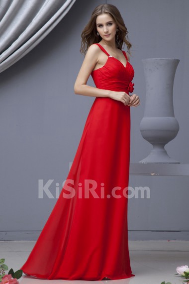 Chiffon V-Neckline Floor Length Empire Dress