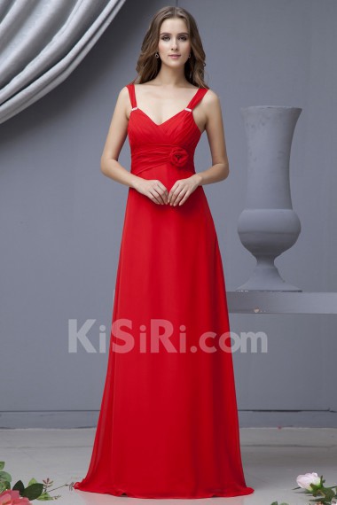 Chiffon V-Neckline Floor Length Empire Dress