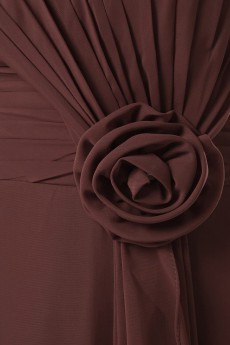 Chiffon Strapless Floor Length Empire Dress with Hand-made Flower